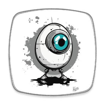 Cyber Cyclope Robo-Egg - Magnet carré - blanc - Devant