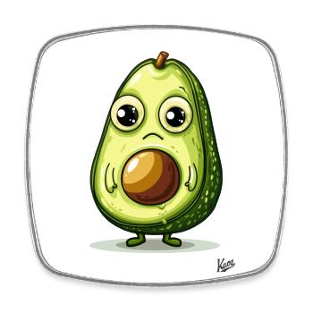 Süße und traurige Avocado - Viereckiger Kühlschrankmagnet - Weiß - Vorne