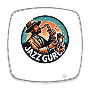Saxophon-Spieler ist der Jazz-Guru - Viereckiger Kühlschrankmagnet - Weiß - Vorne