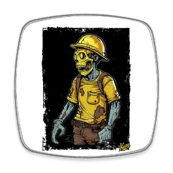 Bauarbeiter-Zombie - Viereckiger Kühlschrankmagnet - Weiß - Vorne