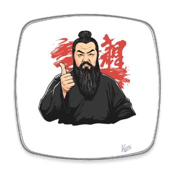 Wisdom of Confucius with a thumbs up - Square fridge magnet - white - Front