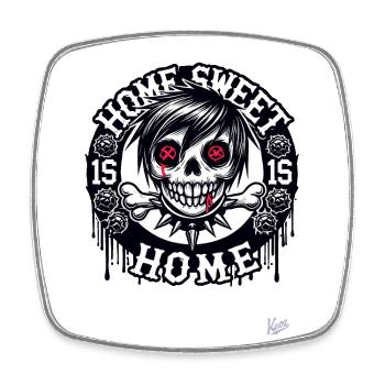 Sweet Home Emo Punk Skull - Viereckiger Kühlschrankmagnet - Weiß - Vorne