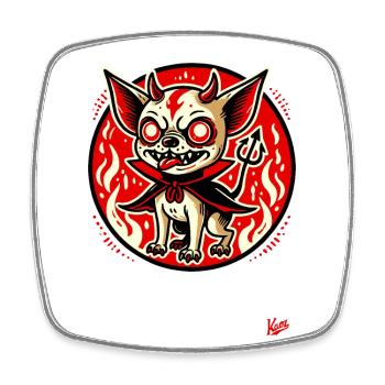 Little dog Satan from hell - Square fridge magnet - white - Front