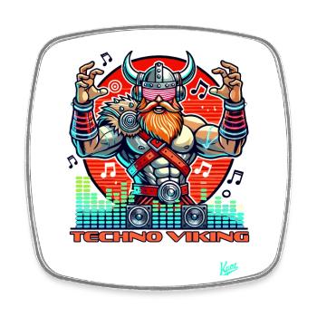 Techno-Musik Wikinger - Viereckiger Kühlschrankmagnet - Weiß - Vorne