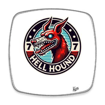 The dog from hell, a hellhound - Square fridge magnet - white - Front