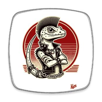 Gecko Lizard Punk - Square fridge magnet - white - Front