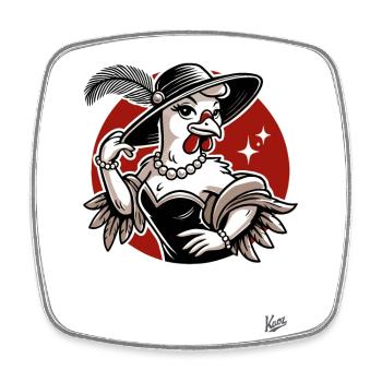 Fine lady chicken - Square fridge magnet - white - Front