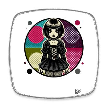 Coole Punk-Emo-Girl - Viereckiger Kühlschrankmagnet - Weiß - Vorne