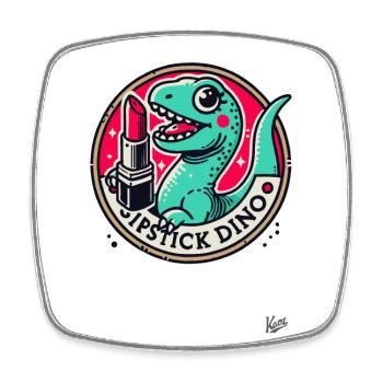 Rouge à lèvres Dino - Magnet carré - blanc - Devant
