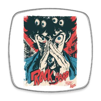 Monster Eyes Rock Hard - Square fridge magnet - white - Front