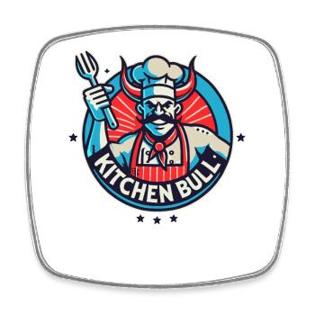 Le chef est un taureau de cuisine - Magnet carré - blanc - Devant
