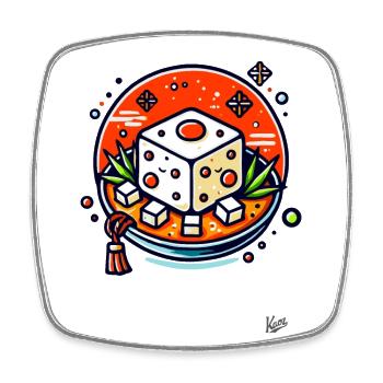 Delicious Tofu - Square fridge magnet - white - Front