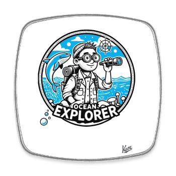 Ocean explorer and marine biologist - Square fridge magnet - white - Front