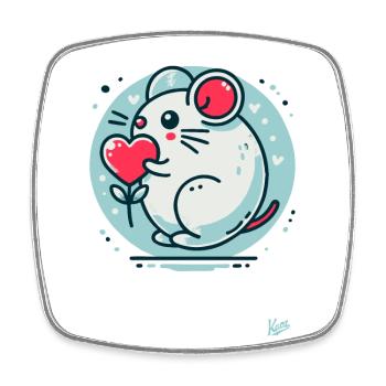 Cute Mouse with Heart - Square fridge magnet - white - Front