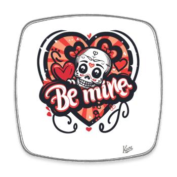 Heart and Skull: Be Mine - Square fridge magnet - white - Front