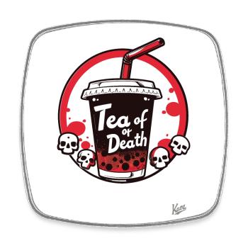 Skull Bubble Tea of Death - Square fridge magnet - white - Front