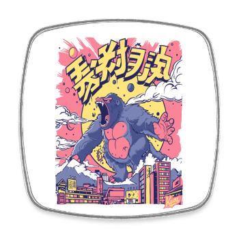 Cartoon Gorilla in Tokyo - Viereckiger Kühlschrankmagnet - Weiß - Vorne