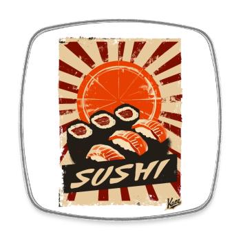 Vintage Retro Sonne und Sushi - Viereckiger Kühlschrankmagnet - Weiß - Vorne