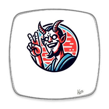 Peace-Zeichen vom Swag-Teufel - Viereckiger Kühlschrankmagnet - Weiß - Vorne
