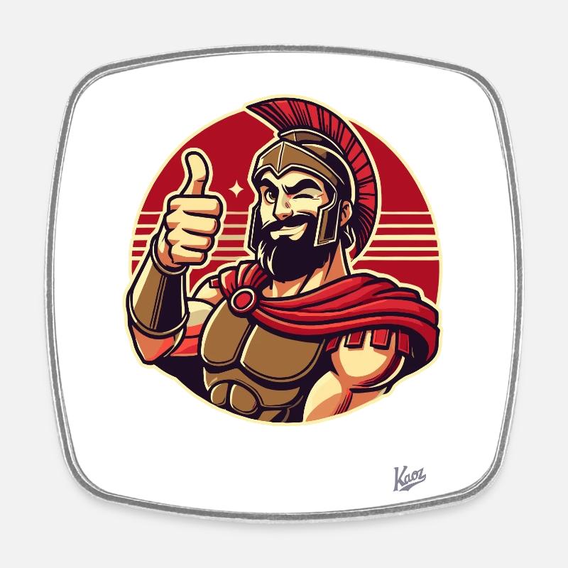 Leo the Nidas Spartan Warrior with Thumbs Up - Square fridge magnet - white