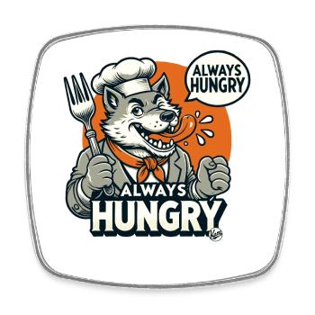 Always Hunger, The Big Bad Wolf as a Cook - Square fridge magnet - white - Front