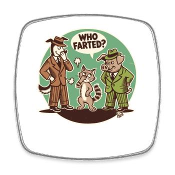 Who farted? Cat, dog or pig - Square fridge magnet - white - Front
