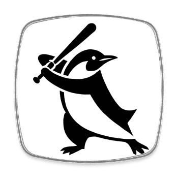 Pinguin Baseball Spieler Silhouette minimalistisch - Viereckiger Kühlschrankmagnet - Weiß - Vorne