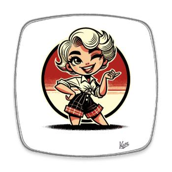 Blonde Sweet Lady – Naughty and Strong - Square fridge magnet - white - Front