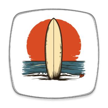 Sunset Retro Planche de surf - Magnet carré - blanc - Devant