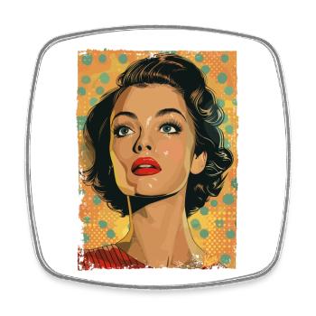 Klassische Retro Pop-Kunst Frau - Viereckiger Kühlschrankmagnet - Weiß - Vorne
