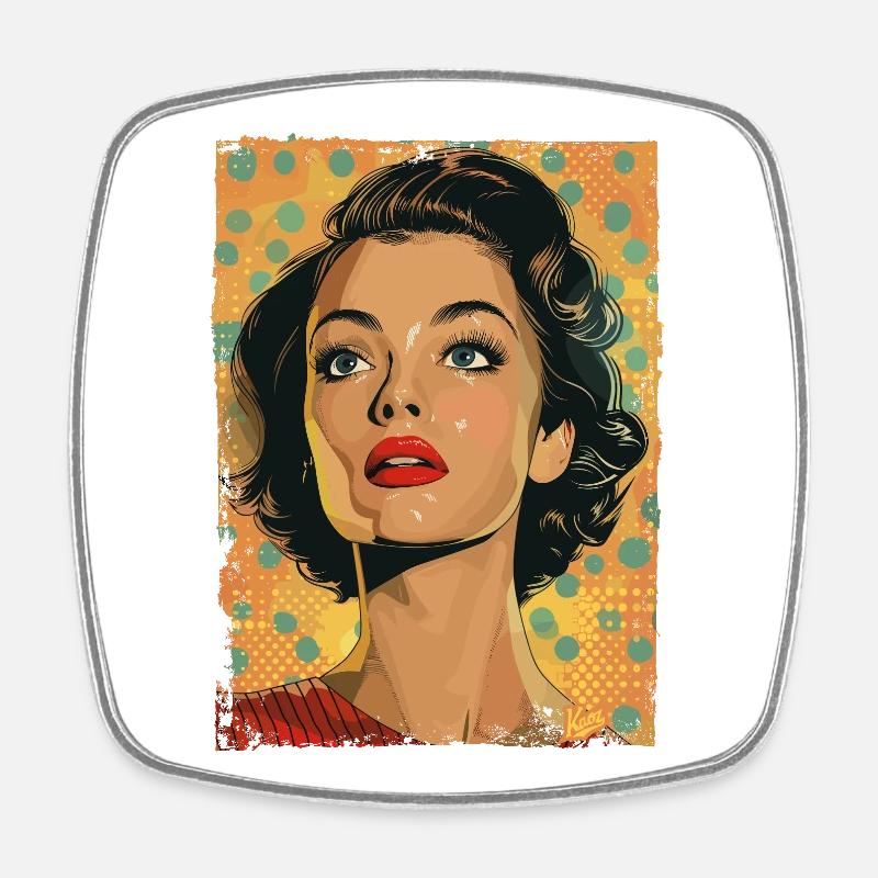 Classique Rétro Pop Art Femme - Magnet carré - blanc