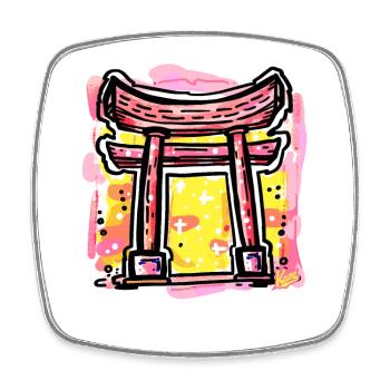 Japanisches Tori-Tor - Viereckiger Kühlschrankmagnet - Weiß - Vorne
