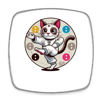 Thai-Chi-Meditation-Katze - Viereckiger Kühlschrankmagnet - Weiß - Vorne