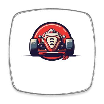 Einfacher Retro-Rennwagen - Viereckiger Kühlschrankmagnet - Weiß - Vorne