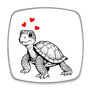 tortue - Magnet carré - blanc - Devant
