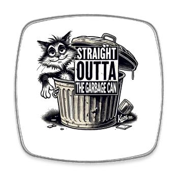 Direkt aus dem Müll Katze - Viereckiger Kühlschrankmagnet - Weiß - Vorne