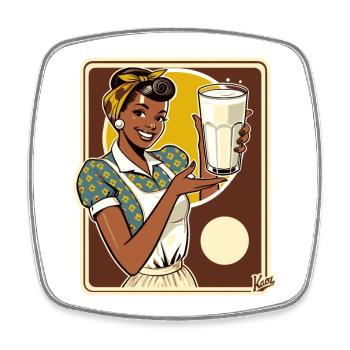 Femme au foyer africaine présentant du bon lait - Magnet carré - blanc - Devant
