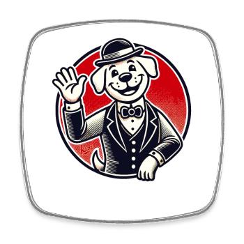 Gentleman rétro chien salue amical - Magnet carré - blanc - Devant
