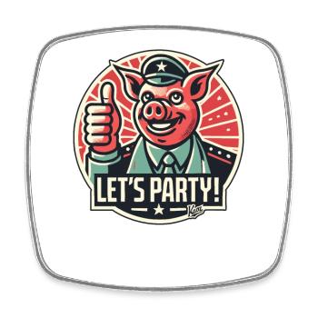 Let's celebrate with the party pig - Square fridge magnet - white - Front