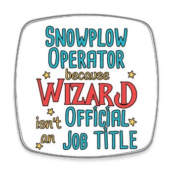 Snowplow Operator Wizard Schneepflugfahrer - Viereckiger Kühlschrankmagnet - Weiß - Vorne