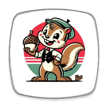 Eichhörnchen mit Haselnuss - Viereckiger Kühlschrankmagnet - Weiß - Vorne