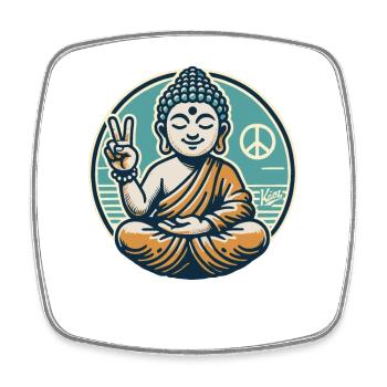 Peace Sign for Peace Buddha - Square fridge magnet - white - Front