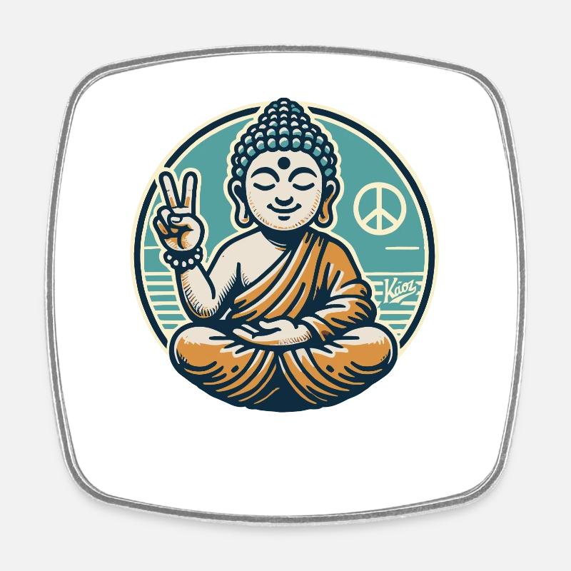 Signe de paix pour Bouddha de la paix - Magnet carré - blanc