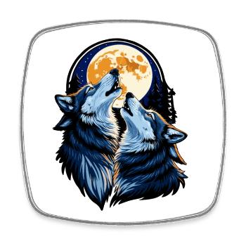 Wölfe bei Vollmond - Viereckiger Kühlschrankmagnet - Weiß - Vorne