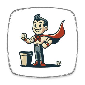 - Super-héros normal rétro trash avec cape - Magnet carré - blanc - Devant