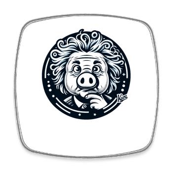 Albert Schweinstein das Genie - Viereckiger Kühlschrankmagnet - Weiß - Vorne
