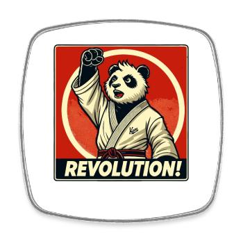 Kampfkunst Karate Revolution Panda - Viereckiger Kühlschrankmagnet - Weiß - Vorne