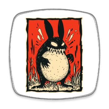 Monster Kaninchen Hase - Viereckiger Kühlschrankmagnet - Weiß - Vorne