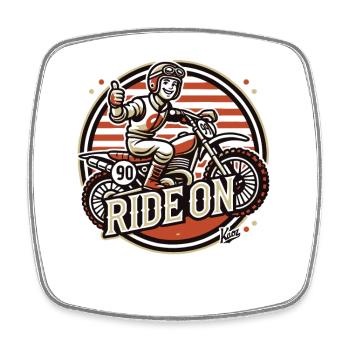 Fahr weiter! Retro alte Schule Motocross - Viereckiger Kühlschrankmagnet - Weiß - Vorne
