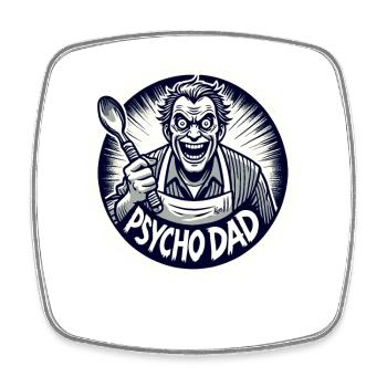 Papa psychopathe avec cuillère en bois - Magnet carré - blanc - Devant